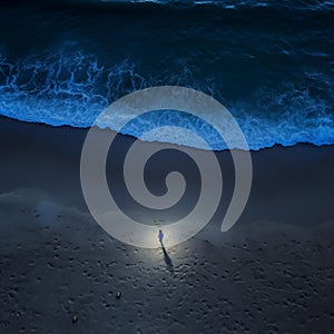 AI creates images of bioluminescent water beach , Bioluminescent Bioluminiscente.