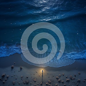 AI creates images of bioluminescent water beach , Bioluminescent Bioluminiscente.