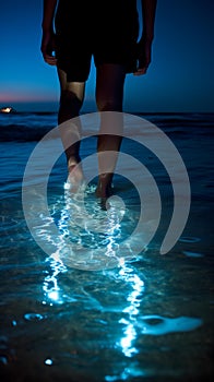 AI creates images of bioluminescent water beach Bioluminescent Bioluminiscente