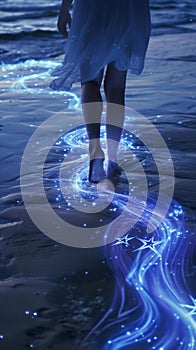 AI creates images of bioluminescent water touch my feet