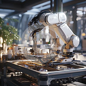 AI creates images, Car Factory 3D Automated Robot Arm Assembly Line