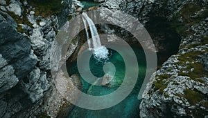 AI creates images, clear photos of a waterfall in the middle of a beautiful natural forest