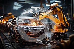 AI creates images, engineers are assembling car parts with machines, Machine tools,