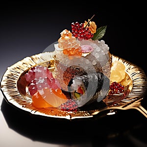 AI creates images, Japanese food, raw fish sushi