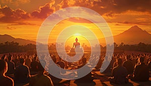 AI creates images, Makha Bucha Day That is, it is the day when the Lord Buddha preached.