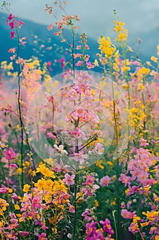 AI creates images, Spring morning, after the heavy rain, Garden style