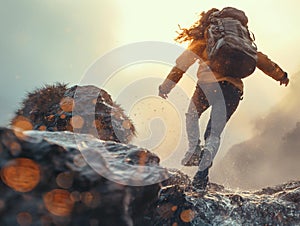 AI creates images of traveling, running, backpacking,