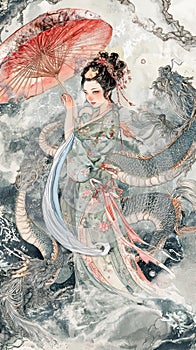 AI creates sharp images Oil paintings, ancient Chinese women,