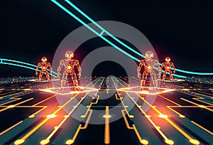 AI Cyber Defense Team Working on Security Console.