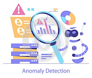 AI Cybersecurity. Flat Vector Illustration