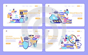 AI Cybersecurity. Flat Vector Illustration