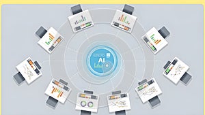 AI Data Analysis Concept with Multiple Devices