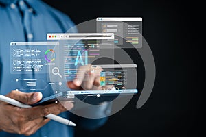 AI data analytics with digital charts, code, and automation. artificial intelligence for data