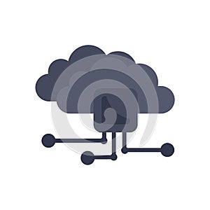 Ai data cloud icon flat isolated vector