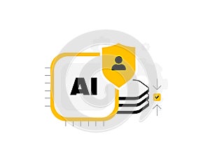 AI data minimization principle icon concept. Secure processing ai data minimization - collect no more data than