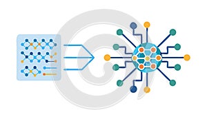 AI Data Processing: Advanced Analytics Neural Networks, vector design Generative AI