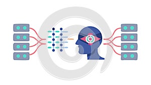 AI Data Processing: Human-Computer Interface Neural Network, vector design Generative AI