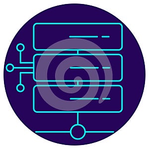 AI Data Processing Icon. Minimalistic neon outline