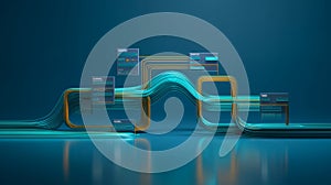 AI Decision-Making Logic Diagram with Central Data Flow Nodes and Network Connectivity Structure.