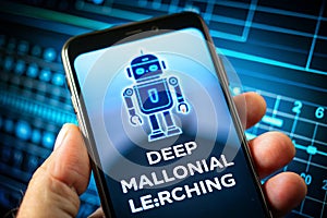 AI and Deep Learning on Mobile Device with Robot Icon