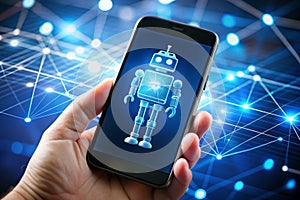 AI and Deep Learning on Mobile Device with Robot Icon
