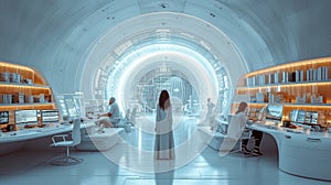 AI developers at workplace interior