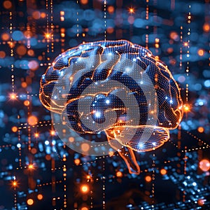 AI digital brain, technology meets mind.