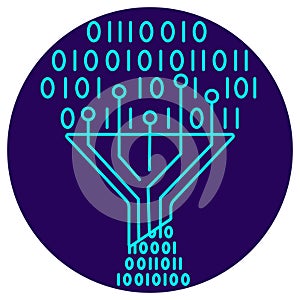 AI Dimensionality Reduction icon. Vector thin line illustration