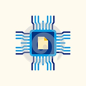 AI Document Processing Microchip with Data Circuit Connections
