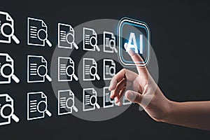 Ai document search concept artificial intelligence data analysis and automation technology