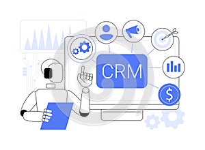 AI-Driven CRM abstract concept vector illustration.