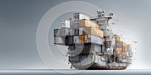 3D futuristic global supply chain adaptation showing corporations leveraging AI, robotics, and predictive analytics to optimize