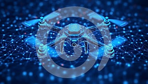AI Drone Navigation, Smart City Transportation, Futuristic Tech with Network Connectivity