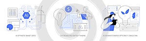 AI in Energy supply abstract concept vector illustrations.