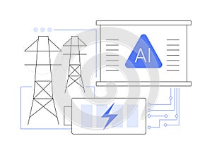 AI-Enhanced Energy Storage Solutions abstract concept vector illustration.