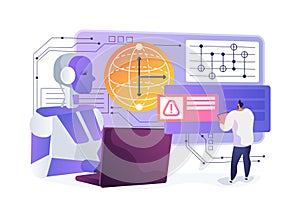 AI-Enhanced Qubit Error Correction Optimization abstract concept vector illustration.
