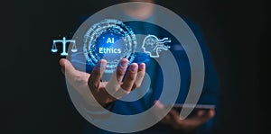 AI ethics or AI Law concept. Developing AI codes of ethics. Compliance, regulation, standard , business policy and responsibility