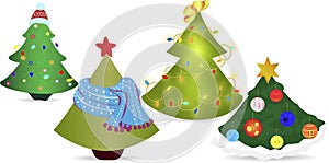 Set of icons, stickers. Christmas trees isolated on white background.