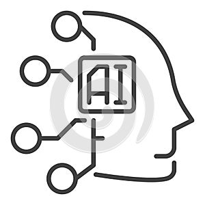 AI Face vector Artificial Intelligence Face thin line icon or symbol