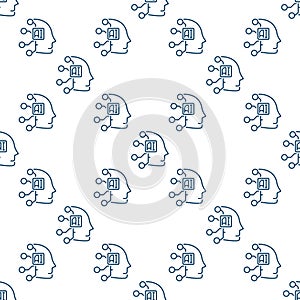 AI Face vector Artificial Intelligence Face thin line seamless pattern