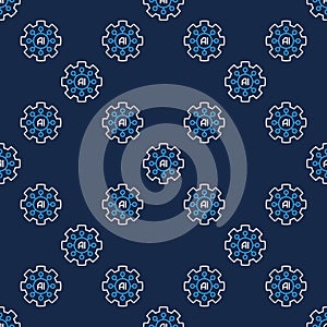 AI Gear vector Artificial Intelligence Cog wheel seamless pattern in thin line style