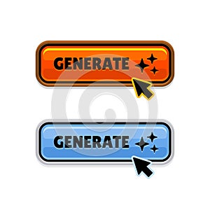 AI Generate Button Set on White Background. Vector