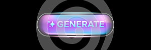 AI Generate glossy button vector icon, futuristic neon glow design for a website or application, creative user interface element