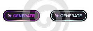 AI Generate glossy button vector icon, futuristic neon glow design for a website or application, creative user interface element
