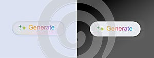 AI Generate icon button. Generate technology ideas from machine learning. Generative button. UI UX elements. Vector