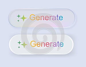 AI Generate icon button. Generate technology ideas from machine learning. Generative button. UI UX elements. Vector