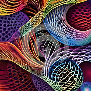 AI generated abstract art depicting random patterns of colorful shapes, sizes and designs photo