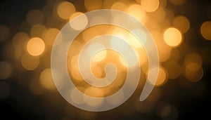 Golden Bokeh Light Background With Soft Glowing Circles In Warm Abstract Atmosphere
