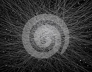 Abstract black and white scribble texture with chaotic lines, hand-drawn dynamic background for creative design