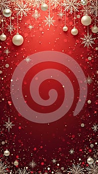 AI generated Abstract Christmas background, in zilver and red